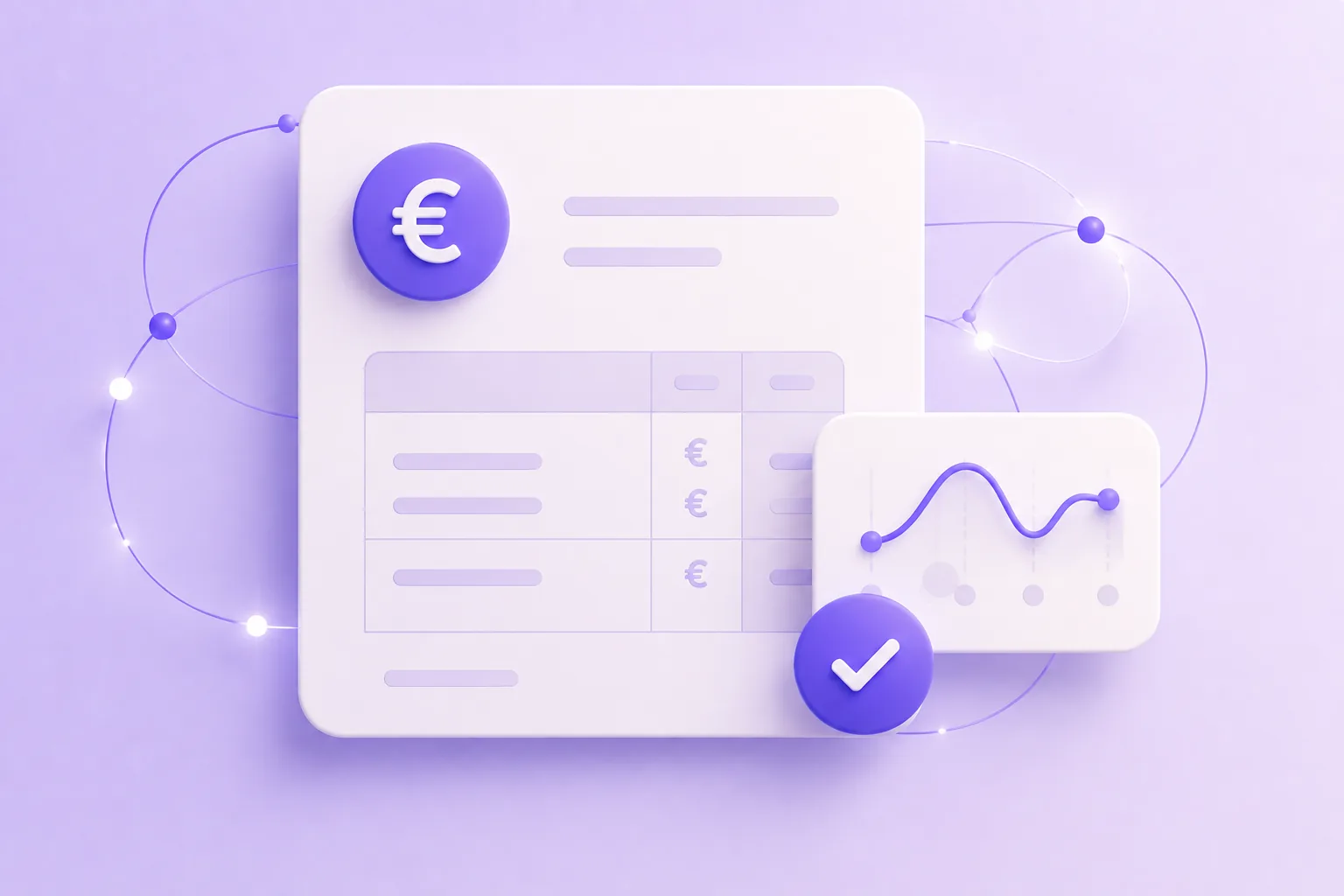 Illustration : une facture avec ses lignes et ses montants en euros, validée